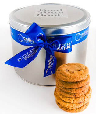 2_logo ribbon blue, tin, cookies cropped Freedom Five Dozen Tin - $60 cookies, $75