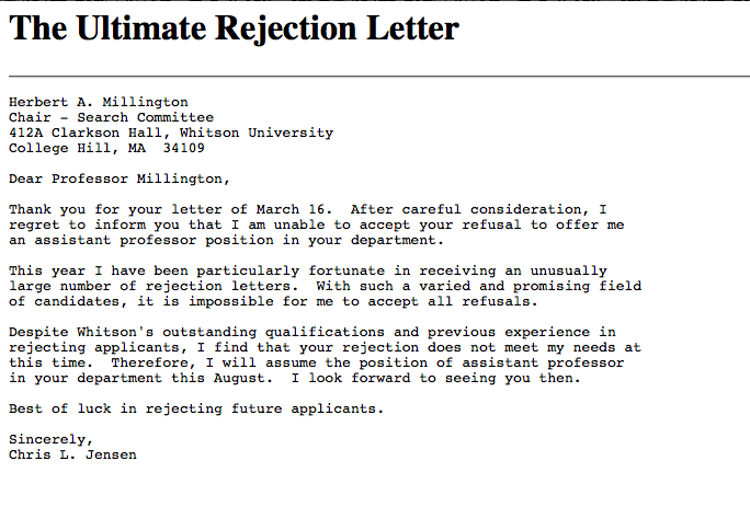 College Rejection Letter Sample