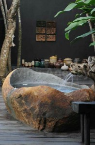 outdoor stone bath tub