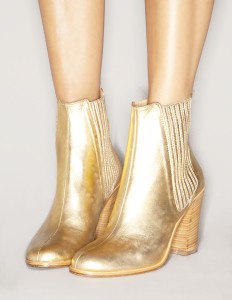 booties with gold trim