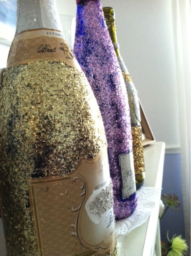 Glitter Champagne bottles diy