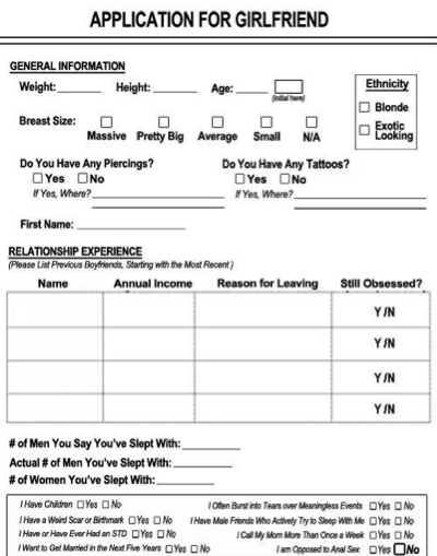 application for girlfriend