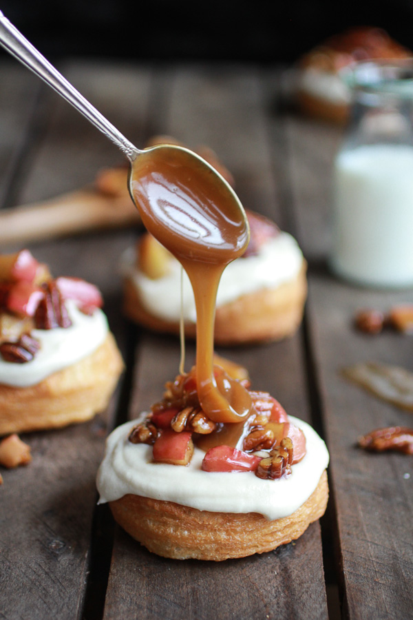 Apple Pecan Pie Cronuts with Apple Cider Caramel Drizzle