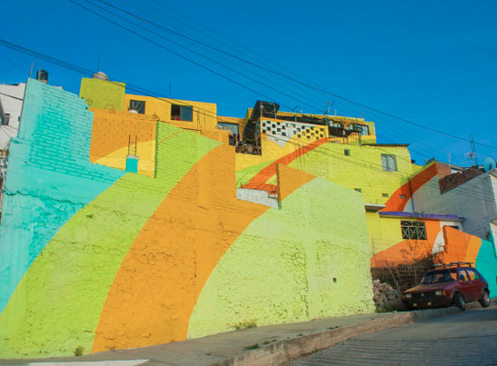 mexican rainbow mural