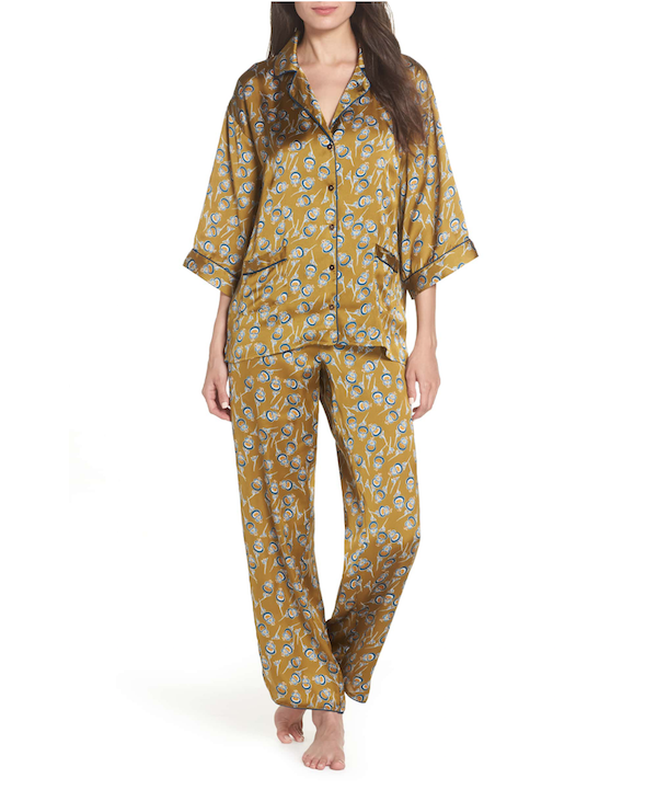 satin pajamas set, floral, softest womens pajamas