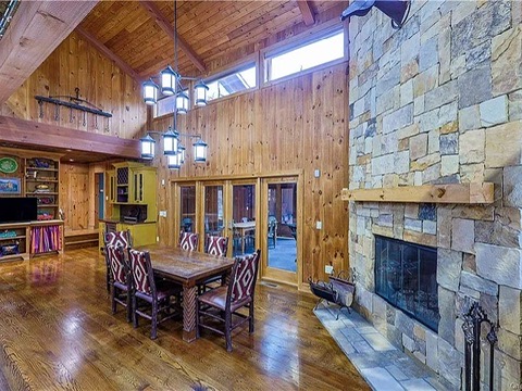 Living space with vaulted ceilings at 295 Co Road 2A, Olivebridge, NY 12461, Rustic Catskills Cabin Estate