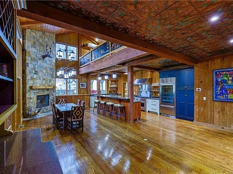 Living space with vaulted ceilings at 295 Co Road 2A, Olivebridge, NY 12461, Rustic Catskills Cabin Estate