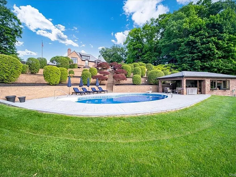 Wappingers Falls NY mansion compound overlooking the Hudson River, outdoor pool