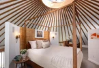 Hudson Valley Yurt House, yurt bedroom