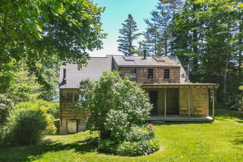 Rustic Maine Beach House, exterior cape cod style construction