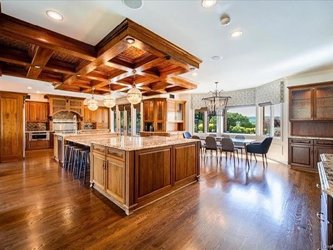 Wappingers Falls NY mansion compound overlooking the Hudson River, wood detailed english kitchen