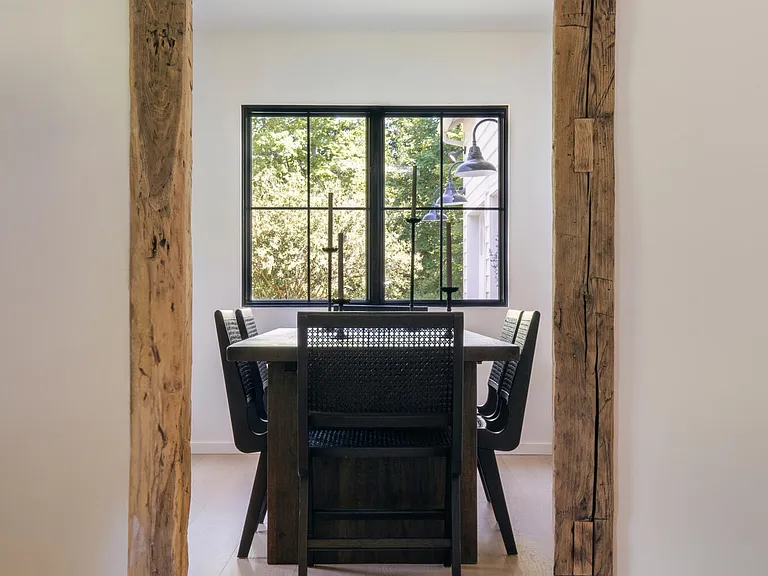 Highland, NY estate with neutral colors, neutral modern dining room