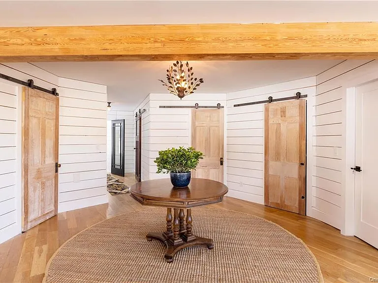 hudson valley yurt house, renovated yurt hallway and foyer