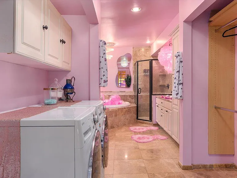 all-pink Barbie Dream House for sale, barbie themed bathroom