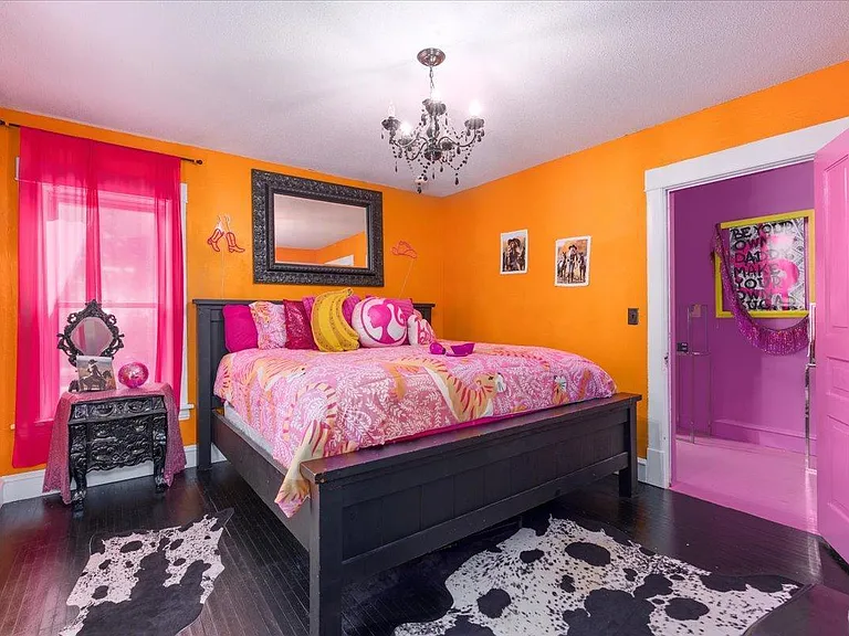 all-pink Barbie Dream House for sale, orange and pink barbie themed bedroom