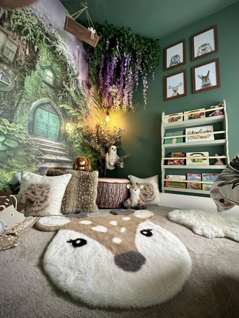 enchanting kids room design, gorgeous forest themed kids bedroom design