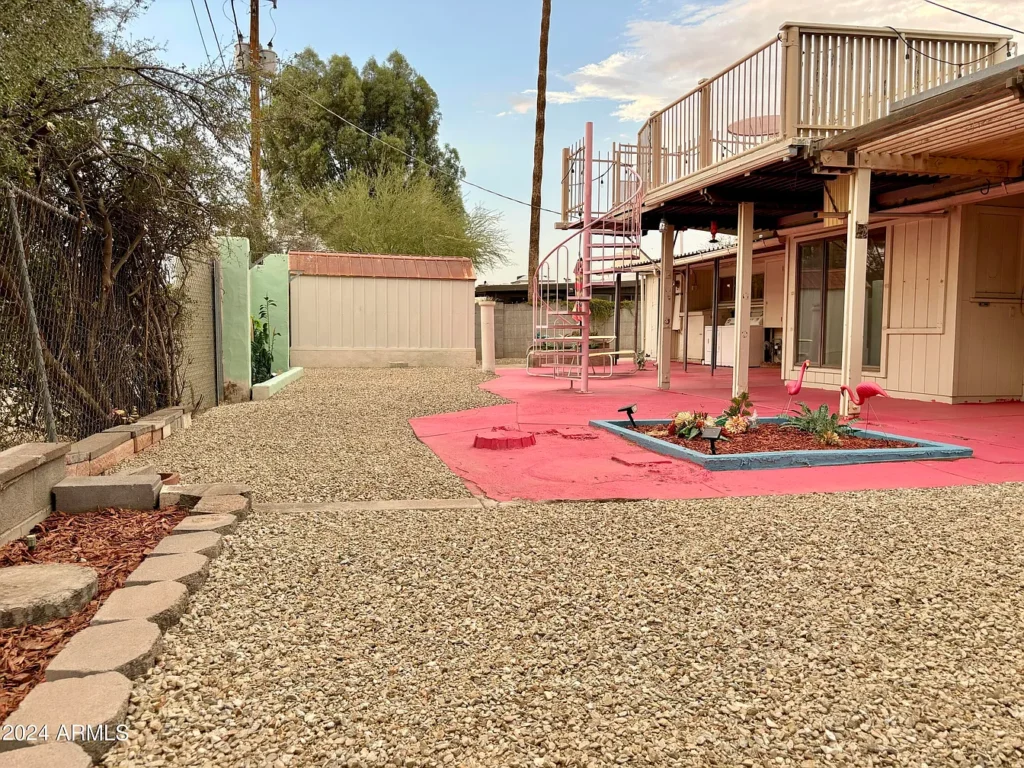 1950s suburban family life home, phoenix arizona 1957 ranch style home with original details and spiral exterior staircase