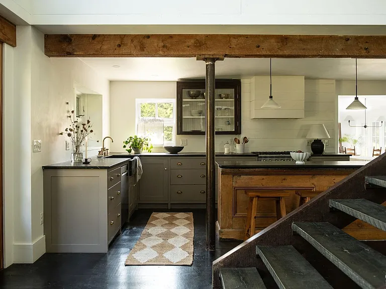 converted dairy barn in accord ny, modern kitchen with natural light and open catskills views