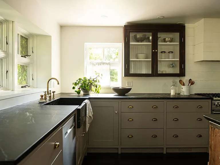 converted dairy barn in accord ny, modern kitchen with natural light and open catskills views