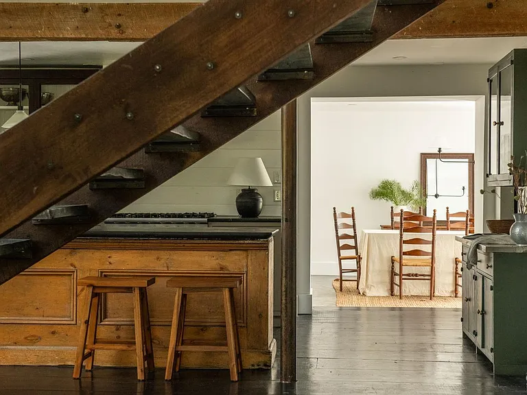 converted dairy barn in accord ny, modern kitchen with natural light and open catskills views