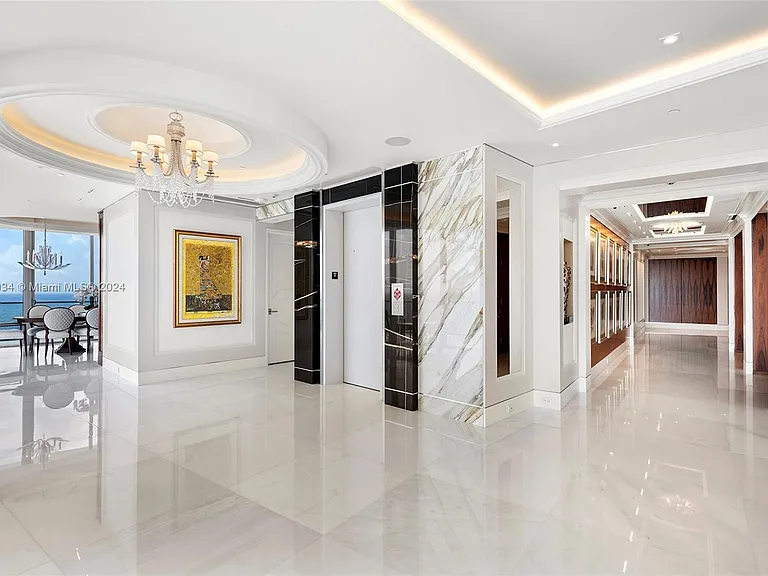 Fort Lauderdale Beach Penthouse, stately marble entrance and hallway