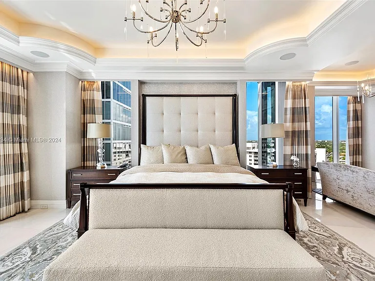 Fort Lauderdale Beach Penthouse, entrance to master bedroom with white decor overlooking the atlantic ocean