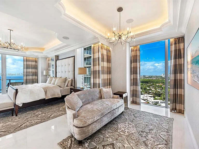 Fort Lauderdale Beach Penthouse, entrance to master bedroom with white decor overlooking the atlantic ocean