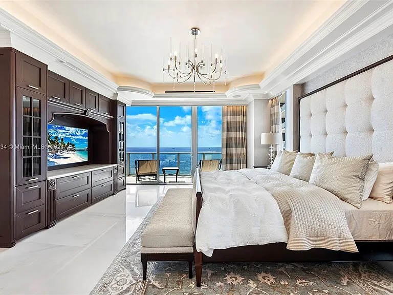 Fort Lauderdale Beach Penthouse, entrance to master bedroom with white decor overlooking the atlantic ocean