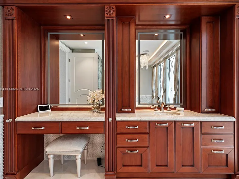 Fort Lauderdale Beach Penthouse, entrance to master bathroom with wood dressing room