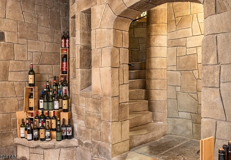 tudor style castle in NJ, antique stone underground wine cellar