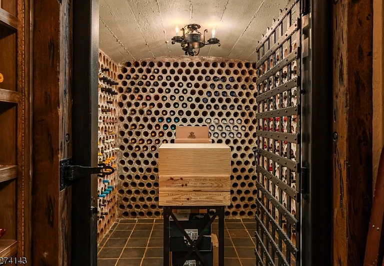 tudor style castle in NJ, antique stone underground wine cellar 