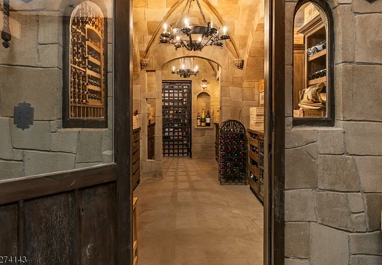 tudor style castle in NJ, antique stone underground wine cellar 