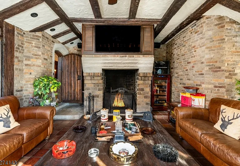 tudor style castle in NJ, modern living space with vintage details at glynallyn castle in morris township new jersey