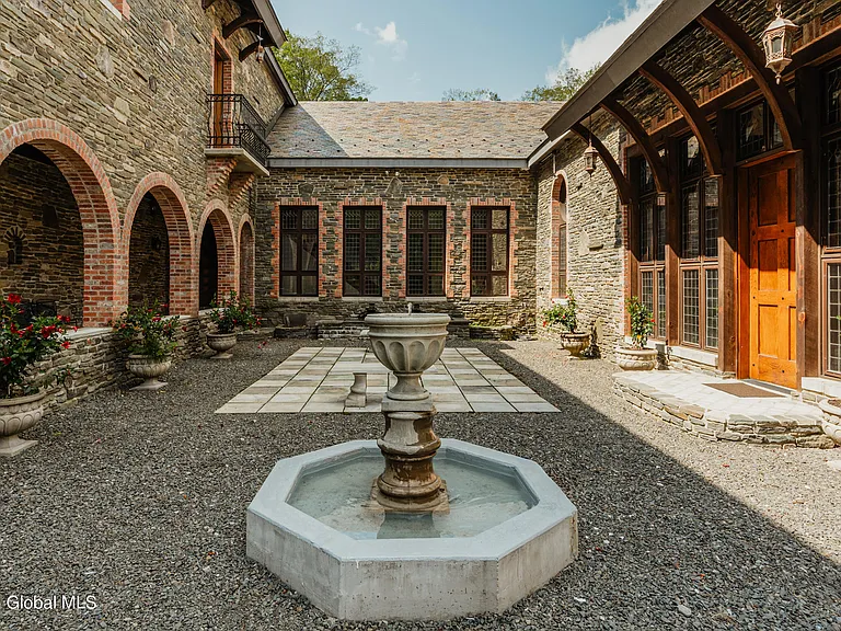 massive catskills ny castle for sale in sullivan county, stone and brick  archways