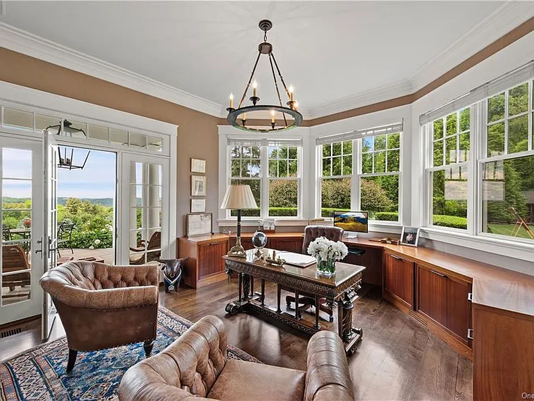 Westchester Mansion, interior of Happy Hill Farms in Bedford Corners New York with massive master bedroom and private home office