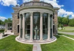 19th-Century Castle in New Jersey, exterior of a massive stone castle in Bernardsville NJ