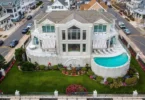 Jersey Shore Beachfront Mansion, atlantic ocean access from the exterior of a massive ventnor city new jersey mansion