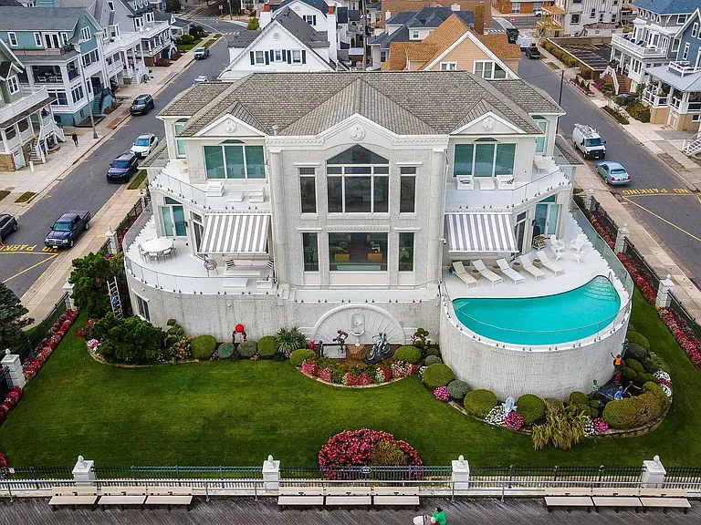 Jersey Shore Beachfront Mansion, atlantic ocean access from the exterior of a massive ventnor city new jersey mansion