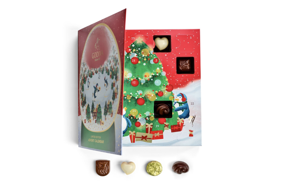 godiva snowglobe chocolate advent calendar, best chocolate advent calendar