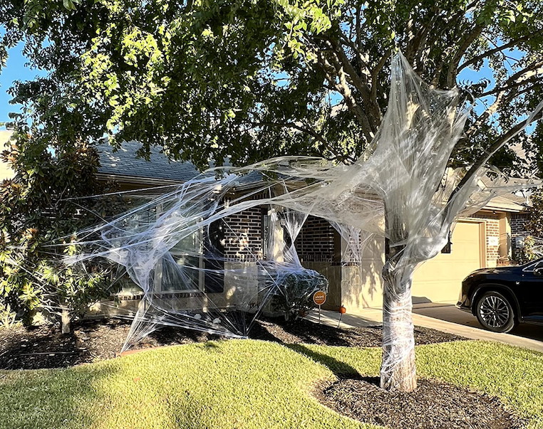 giant outdoor cobwebs, best halloween lawn decorations