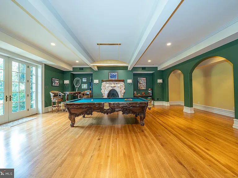 Massive Pennsylvania Castle in Gladwyne, massive indoor billiards room