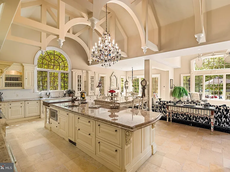 Classic NJ mansion in Moorestown New Jersey, cream colored Clive Christian kitchen