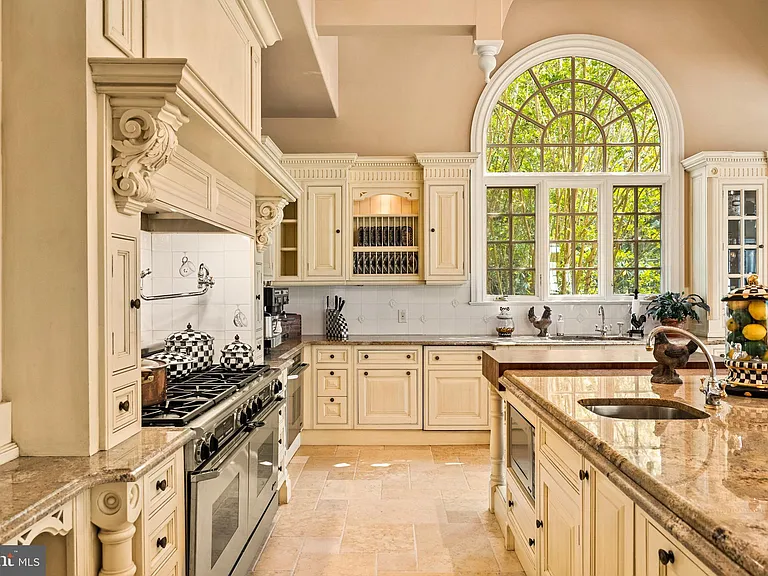 Classic NJ mansion in Moorestown New Jersey, cream colored Clive Christian kitchen