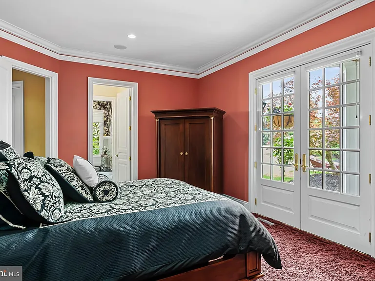 Classic NJ mansion in Moorestown New Jersey, bedroom with rich colors