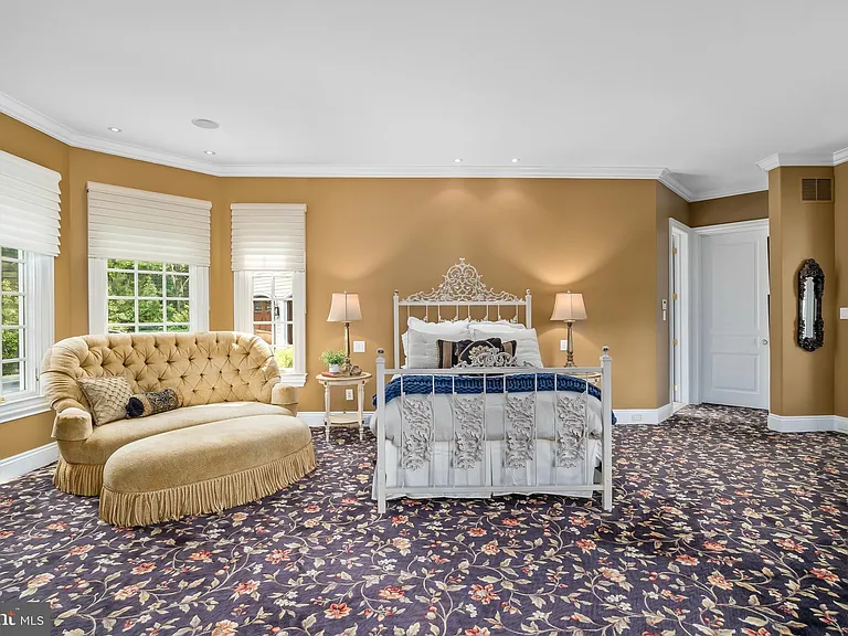 Classic NJ mansion in Moorestown New Jersey, bedroom with rich colors