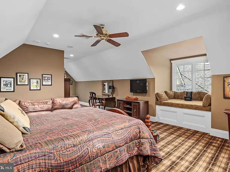 Classic NJ mansion in Moorestown New Jersey, bedroom with rich colors