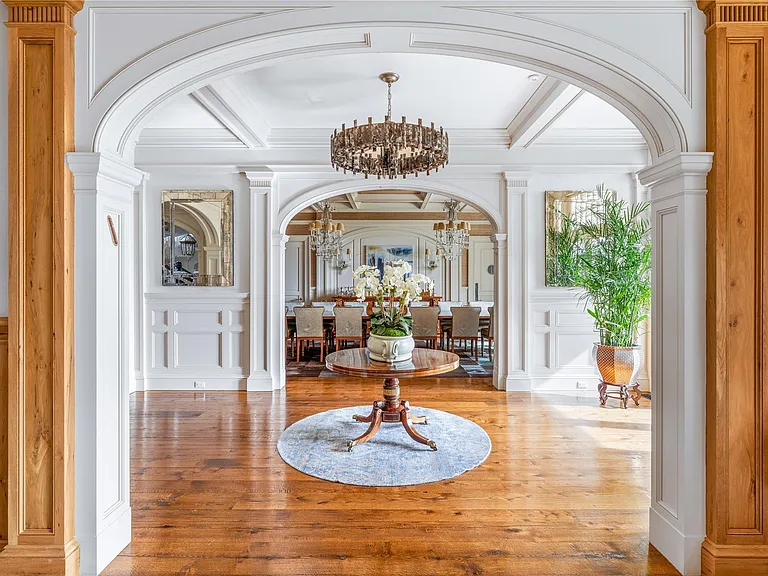 Old Westbury Mansion, exterior of Spring Hill Lane estate with grand foyer