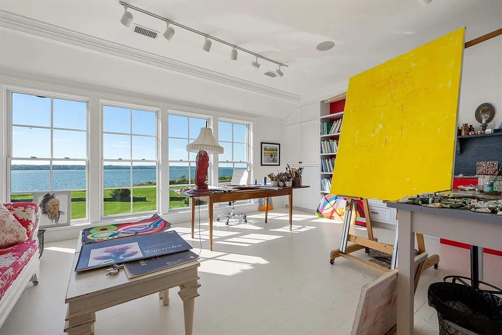 Most expensive house in Rhode Island, interior of 441 West Main Road in Little Compton with sun drenched art studio overlooking the Atlantic Ocean