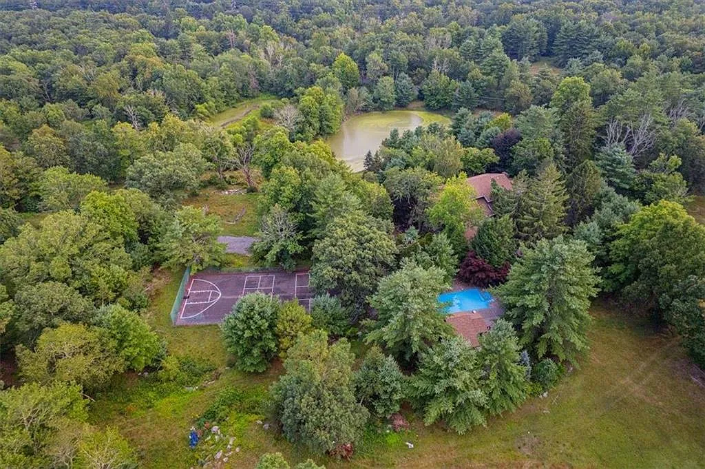 Poconos Palace in East Stroudsburg Pennsylvania, exterior view of tennis courts and entertainment centers