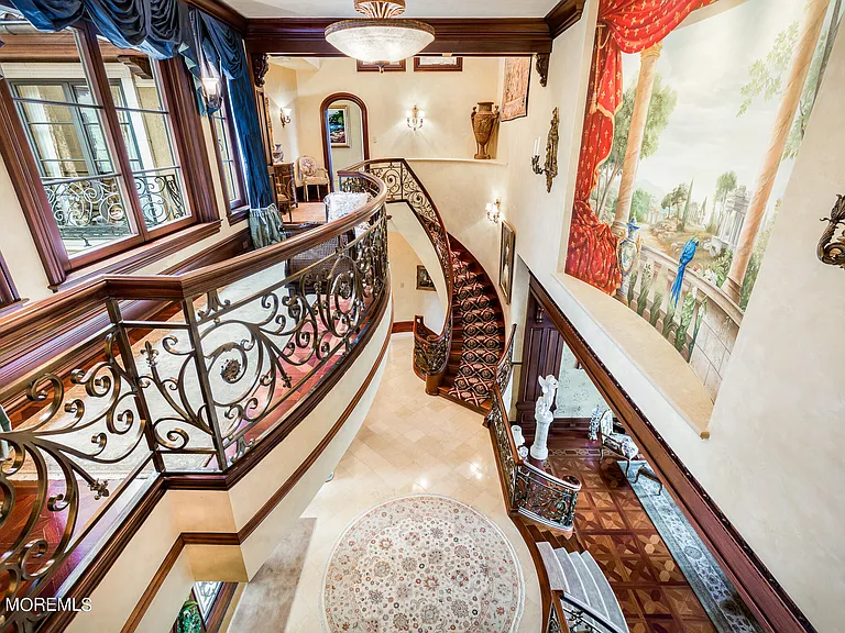 Massive Tuscan Palace in New Jersey on the Rumson and Navasink Rivers, grand two story foyer